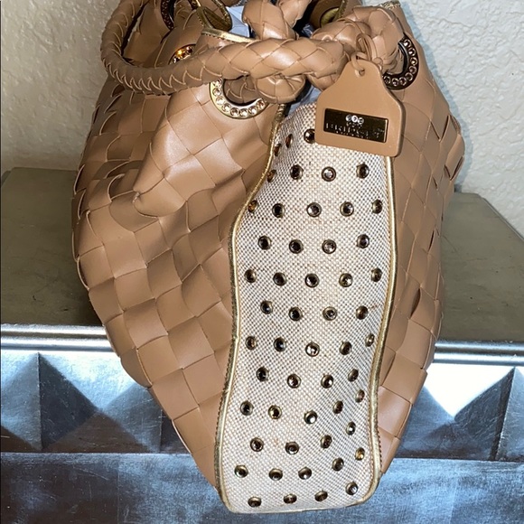 Bridget Shuster Leather & crystals shoulder tote - Picture 3 of 8